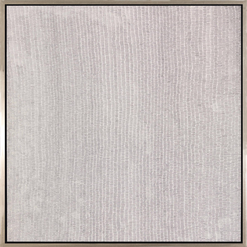 «Repetition in Black with Hash Marks», peinture sur toile à cadre flottant