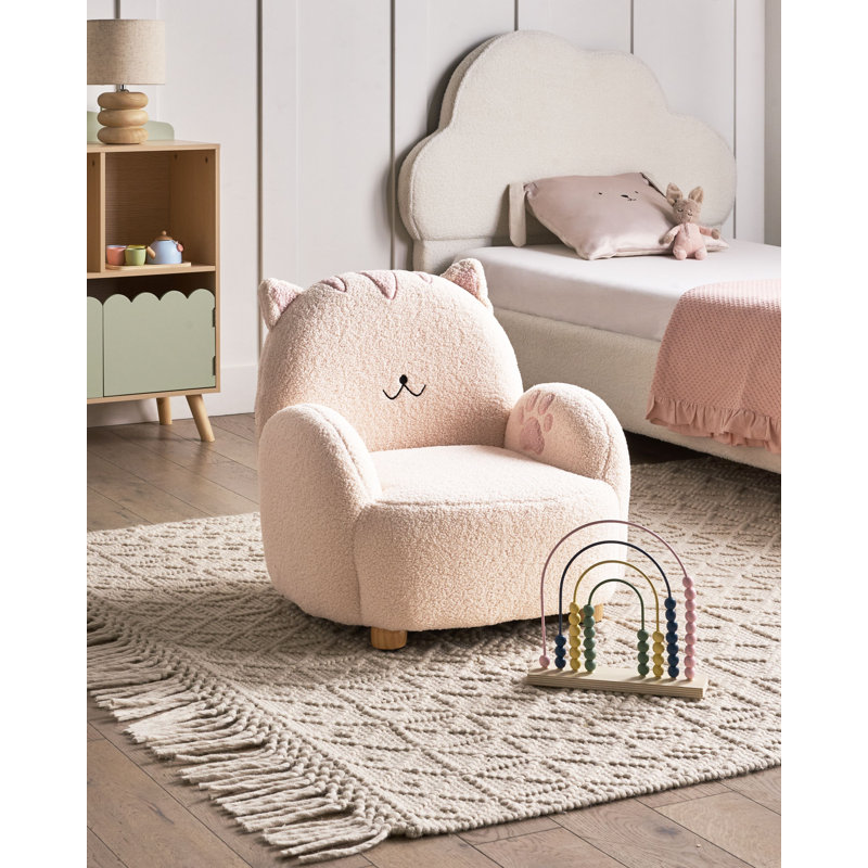 Kids Boucle Armchair Cat ZOAR, Brown/White