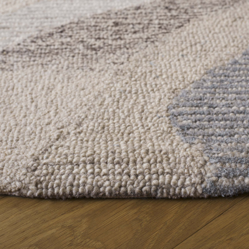Tapis abstrait en laine et coton touffeté à la main Elleora, Rond 6 pi