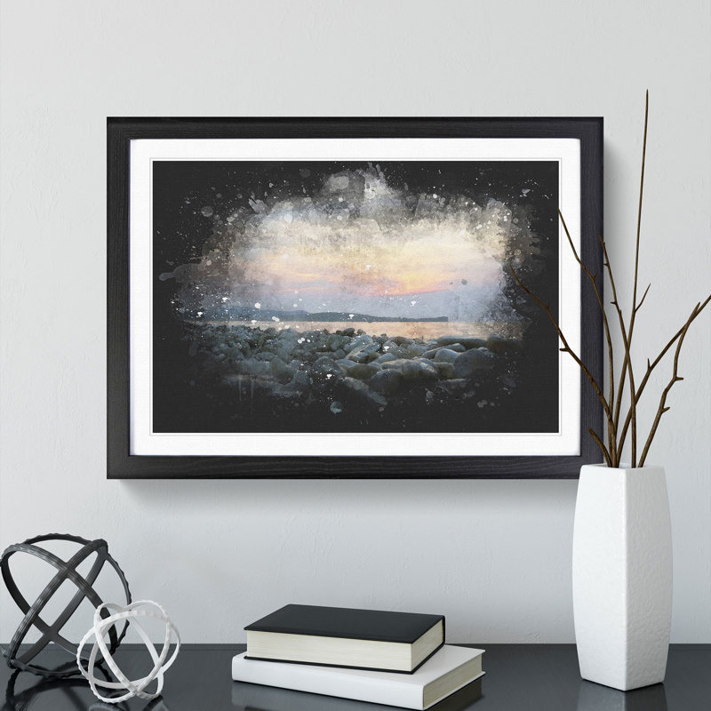 A Pebble Beach Paint Splash - Picture Frame Graphic Art, 36cm H x 48cm W x 2cm D, Black
