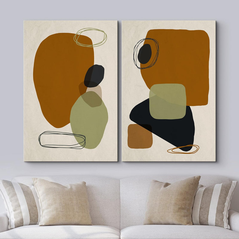 Reproduction de motif géométrique moderne sur toile Mid-Century, H 36 po x l 48 po x P 1,5 po, Toile tendue