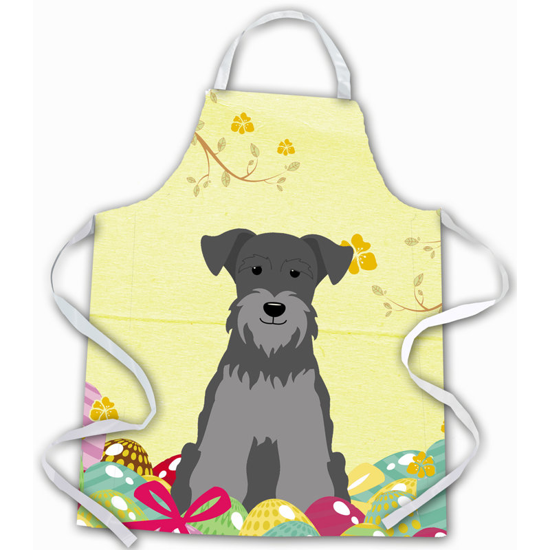 Easter No Pattern Bib Apron, Yellow/Grey/Black, Miniature Schanuzer