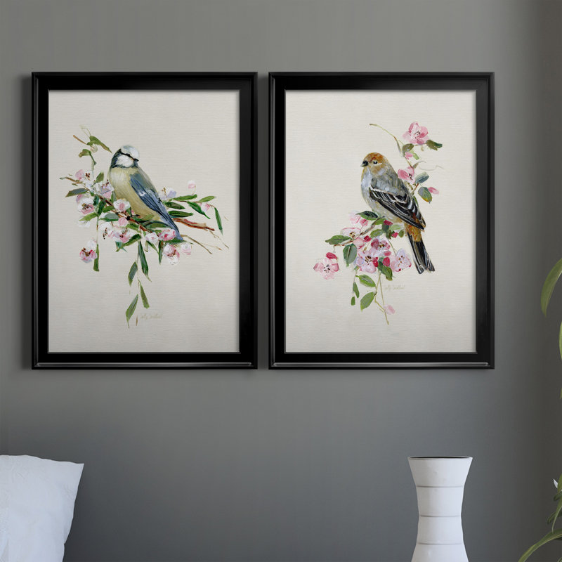 «Spring Song Blue Bird», ensemble de 2 reproductions sur toiles encadrées, Noir, H 18,5 po x l 49 po x P 1,5 po
