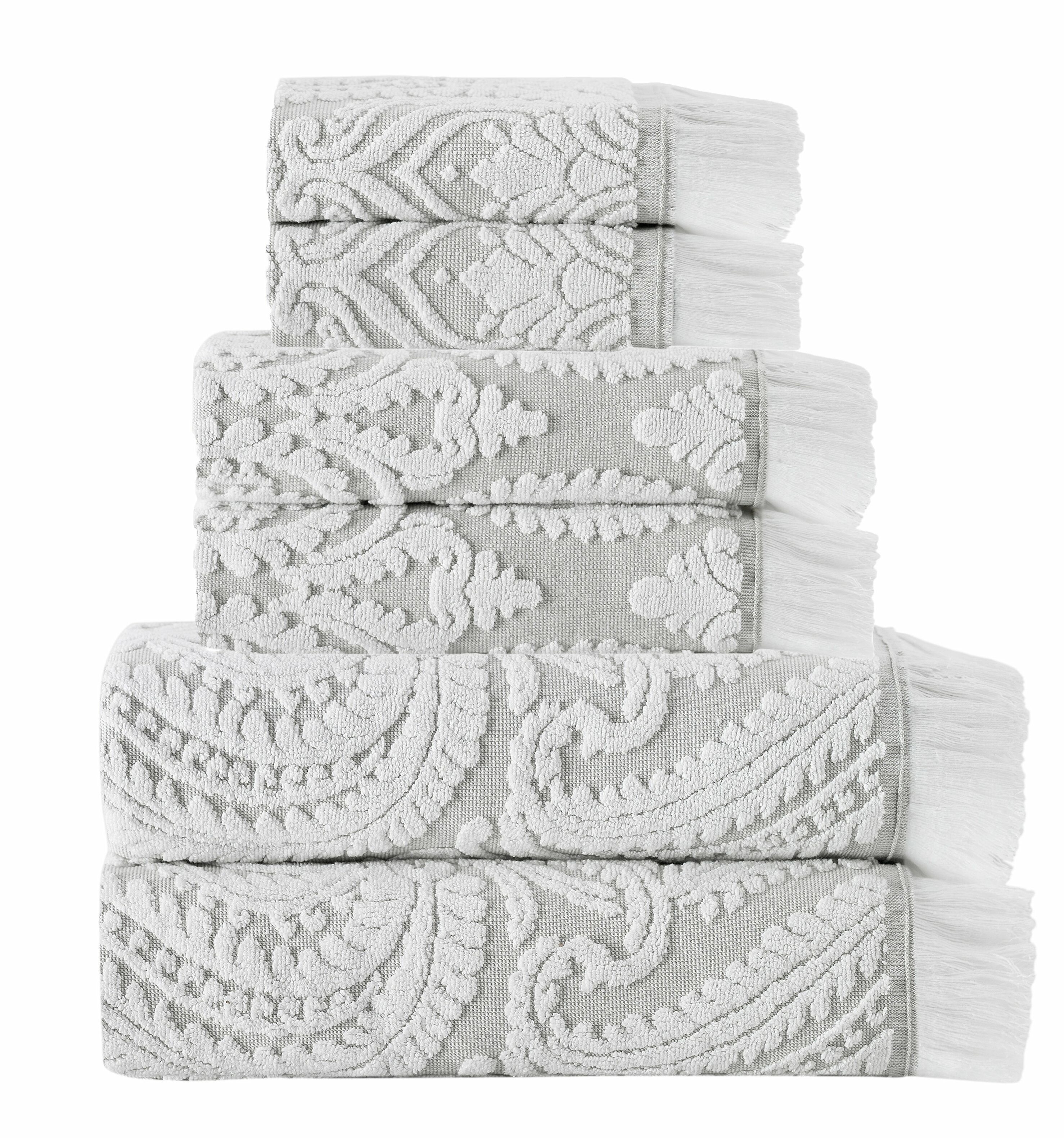 Lanes Border Bath Towel White