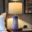 Lampe de table moderne en céramique pour chambre à coucher et salon, lampe de table de chevet fabriquée à la main avec abat-jour en lin, base d'ampoule E26 (ampoule non incluse)