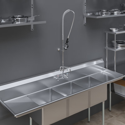Amgood wall-mounted Pre-rinse assembly with 8 in. Centers And 12 In. Add On Faucet