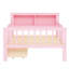 Fascinant lit simple rose avec garde-corps et espace de rangement-1726057318