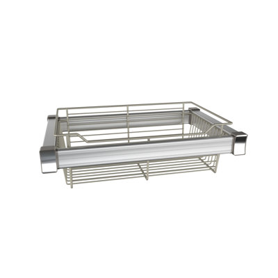 Satin Metal Premium 24" Full-Extension Slide-out Wire Basket for Cabinets with Aluminum Frame - Standard 7.7" Height