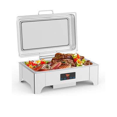 9L Electric Buffet Chafing Dish Set, Touchscreen Control Stainless Steel Food Warmer with Visual Lid & Full Accessories for Parties and Catering