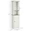 Armoire de rangement autoportante en bois pour salle de bain avec 3 tablettes ouvertes, 1 porte et tablette réglable