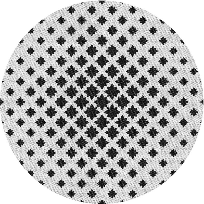 Tapis gris/noir tissé à la machine, Rond 5 pi