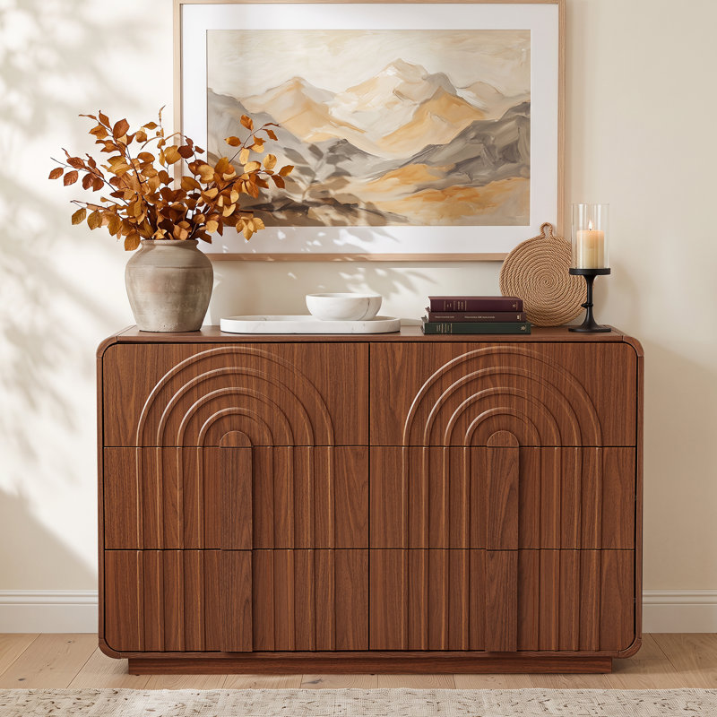 Commode décorative 6 tiroirs, Noyer