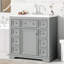 Meuble-lavabo de salle de bain avec lavabo gris 36 po - bois massif et planche, 6 tiroirs, armoire, tablette réglable-1868098582