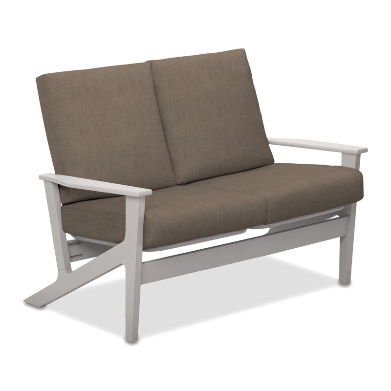 Chrisa 51.5'' Wide Loveseat with Cushions, Cast Ash Sunbrella® Plainweave, Textured Snow