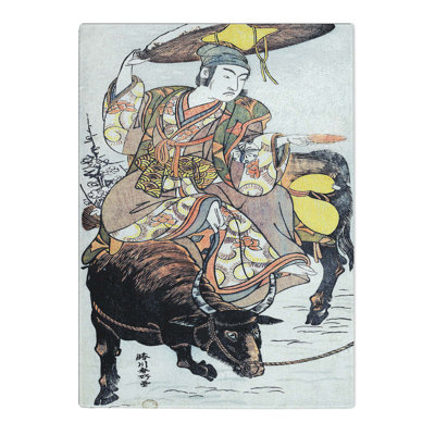 Tempered Glass Riding a Bull in the Snow by Katsukawa Shunko Chopping Board