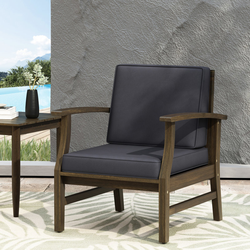 Fauteuil club moderne gris foncé - fabriqué en bois robuste pour la détente en plein air, Gris foncé, Gris anthracite