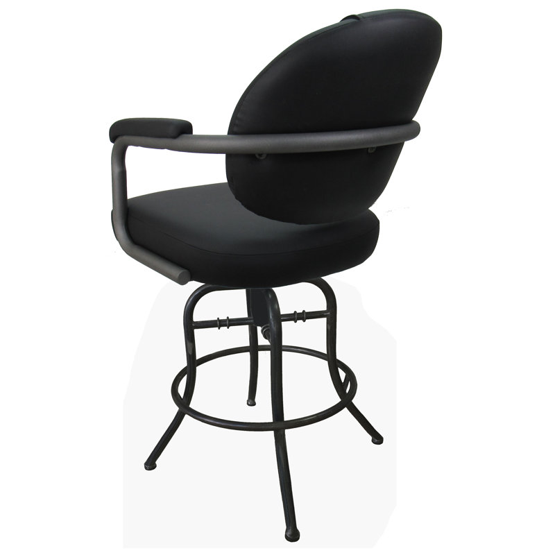 Tabouret de bar pivotant et inclinable en métal 26 po ou 30 po Dahmen - M-70, Beige, Vinyle noir