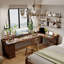 Bureau en bois massif brun en forme de L avec 3 tiroirs-108772263-108772261