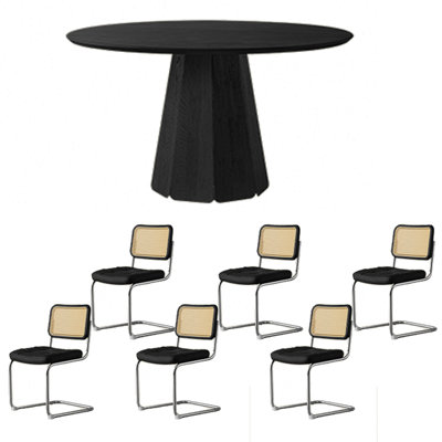 Carbonized ash dining table set