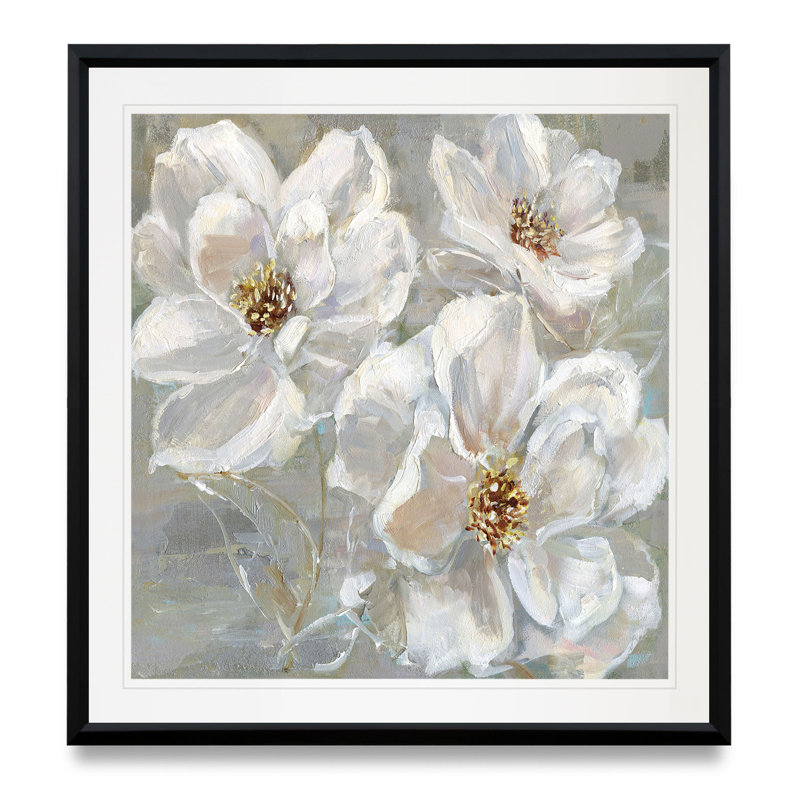 Tiska " Summer Solstice I ", 17.5" H x 17.5" W x 1.5" D, Black Plastic Framed