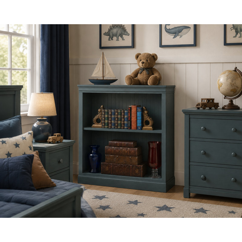 Sherita Bookcase, European Dark Blue, (1 Shelf) 36” H x 32” W x 14.25” D