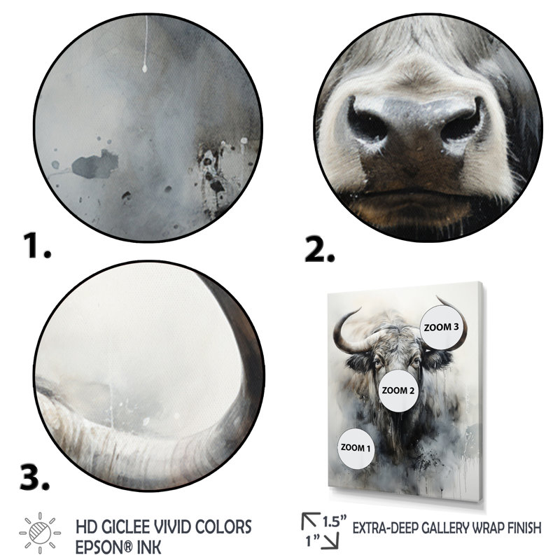 " Asian Art Yaks Sumi I ", Wrapped Canvas, 20" H x 12" W x 1" D