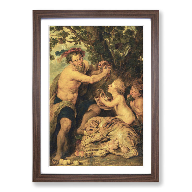 Man with a Tiger by Peter Paul Rubens - Picture Frame Painting, 65cm H x 48cm W x 2cm D, Walnut Framed