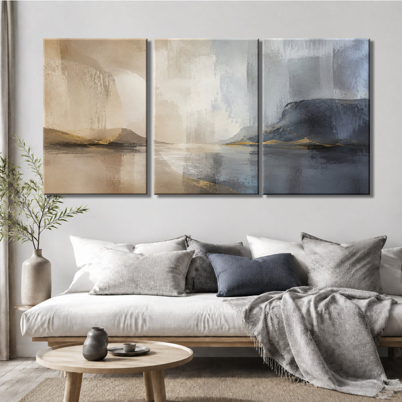 Impression sur toile abstraite à 3 panneaux muraux abstraits, 12 * 18 pouces * 3
