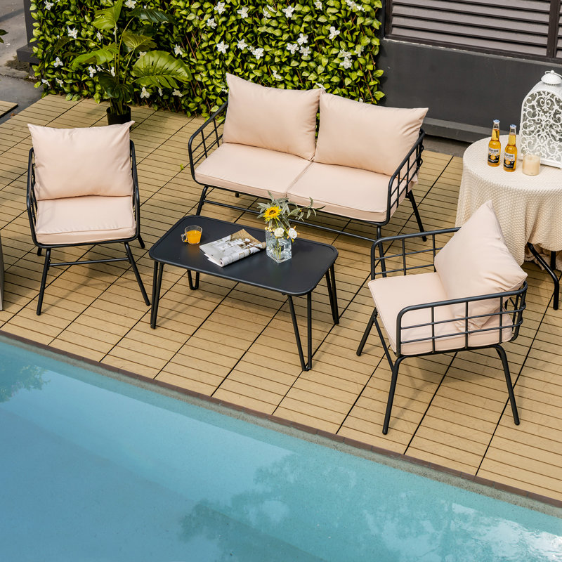 Izsabella Metal 4 - Person Seating Group with Cushions