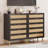 Rattan 5 Drawer Dresser, 44'' Farmhouse Wooden Vertical Dresser, Black
