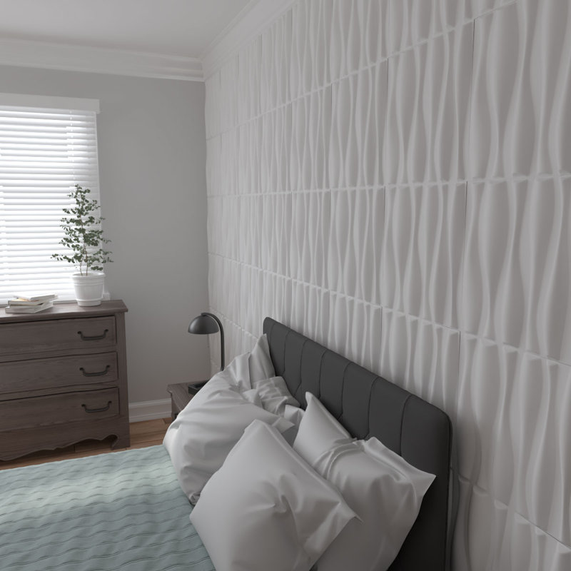Fairfax White Textured 3D PVC Wall Panels, Set of 20