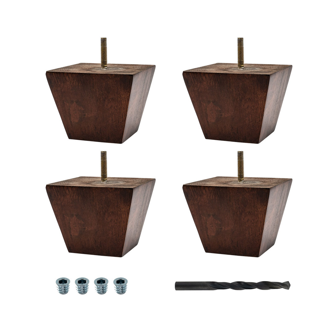 3 in x 3-7/8 in Solid Hardwood Square Bun Foot, Pack of 4 (Set of 4) Architectural Products by Outwater L.L.C. 