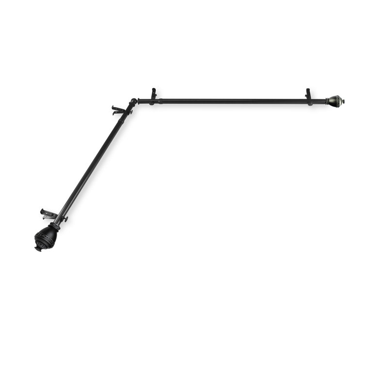 Tringle à rideaux simple à fenêtre de coin kinbrae, Noir, 120 po à 170 po