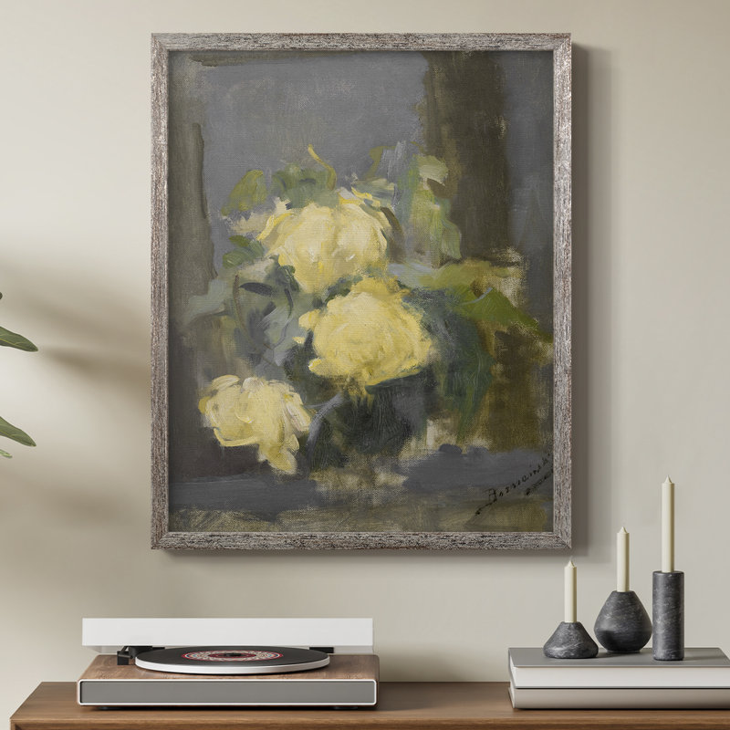 Impression florale vintage avec encadrement CCXLV - bois massif, H 11 po x l 9 po