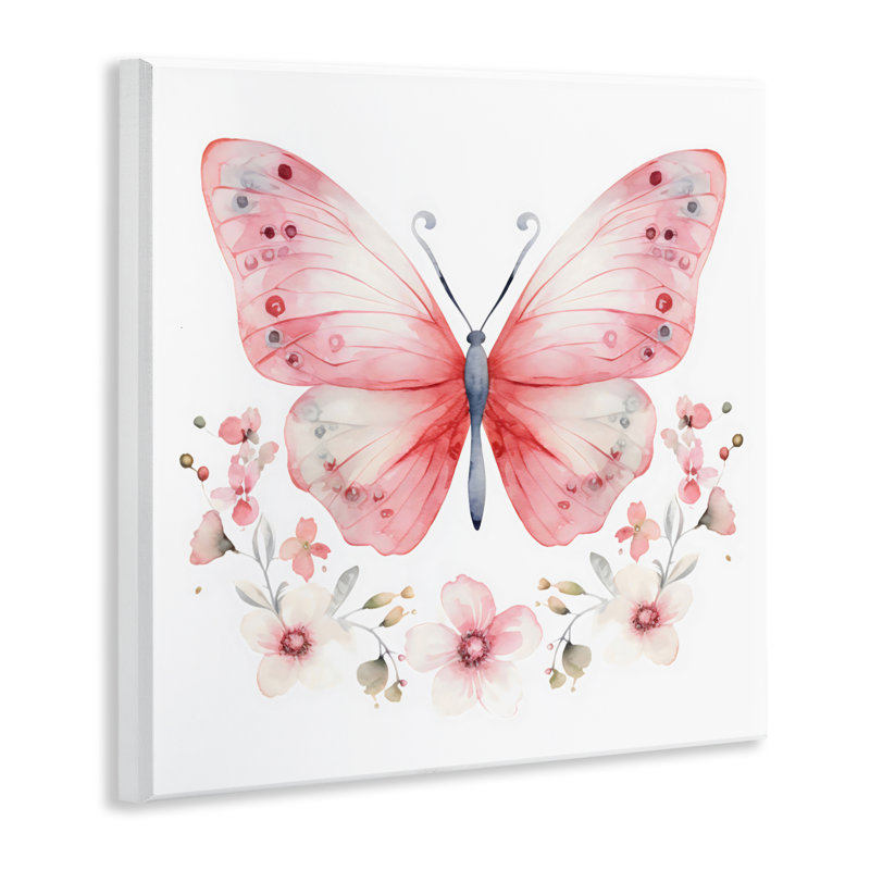 Plaque murale rose avec papillons symétriques roses, design by Creative Studio