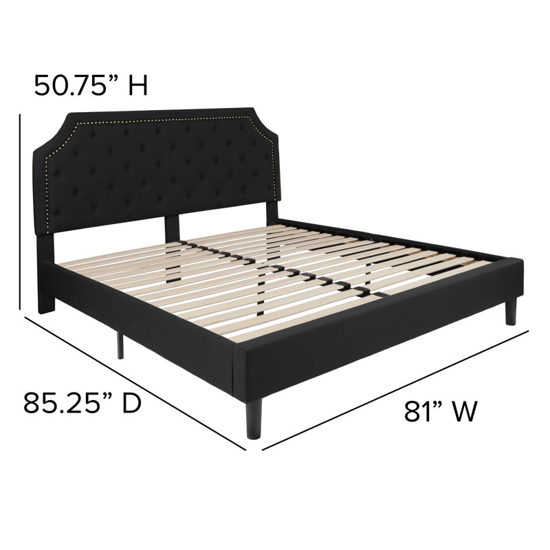 Aluino Tufted Platform Bed with 10 Inch Pocket Spring Mattress, Black, King