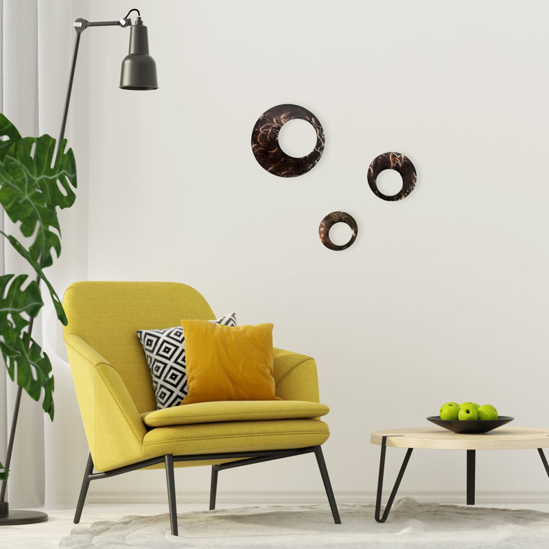 Contemporary Circles Decor Set, Distressed Copper