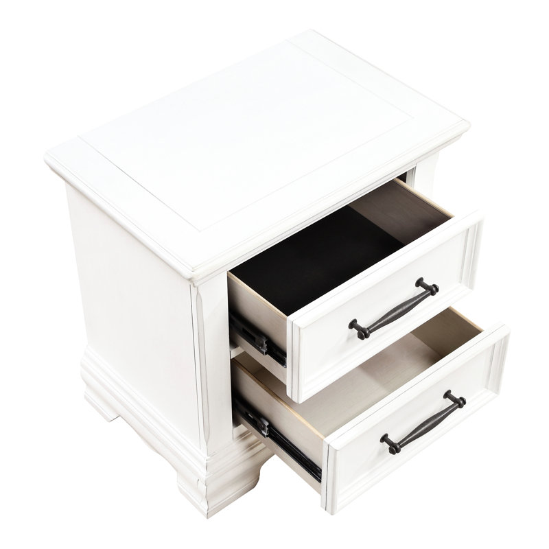 Table de chevet 2 tiroirs Timeless White