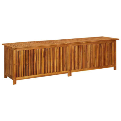 Boîte de rangement pour l'extérieur Misty, bois d'acacia massif brun naturel