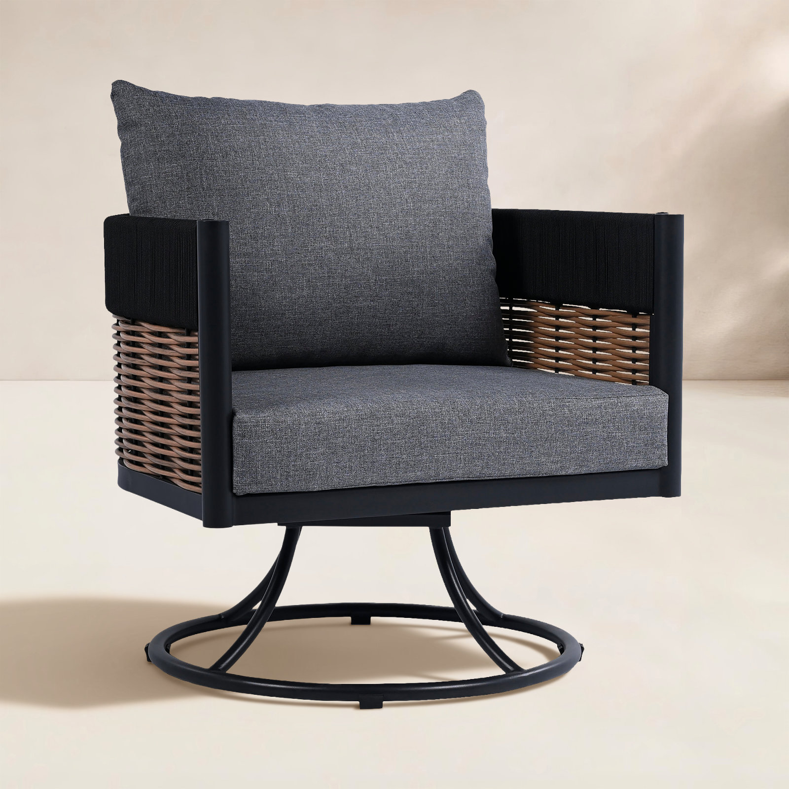 Harrison Swivel Patio Lounge Chair, Gray