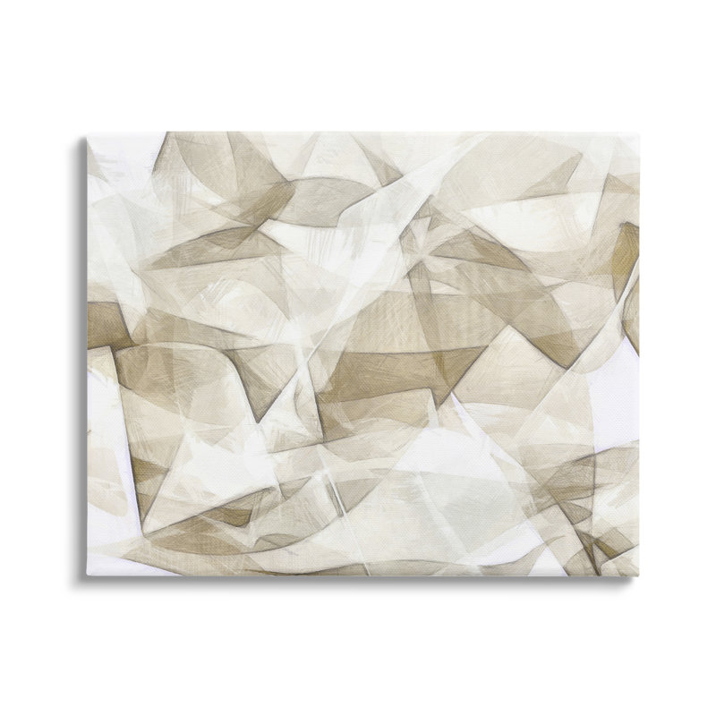 «Neutral Abstract» plie des formes blanches et beiges de Alonzo Saunders, L 20 po x H 16 po, Toile tendue