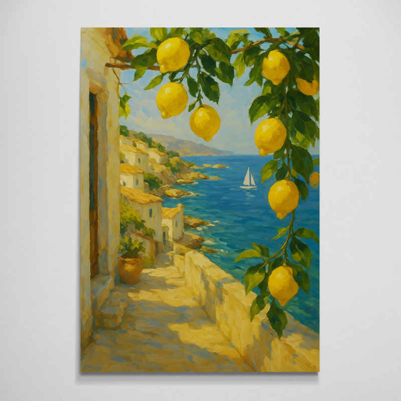 Lemon Breeze on the Amalfi Coast Wall Art - Canvas Framed Print, 82 cm H x 61 cm W