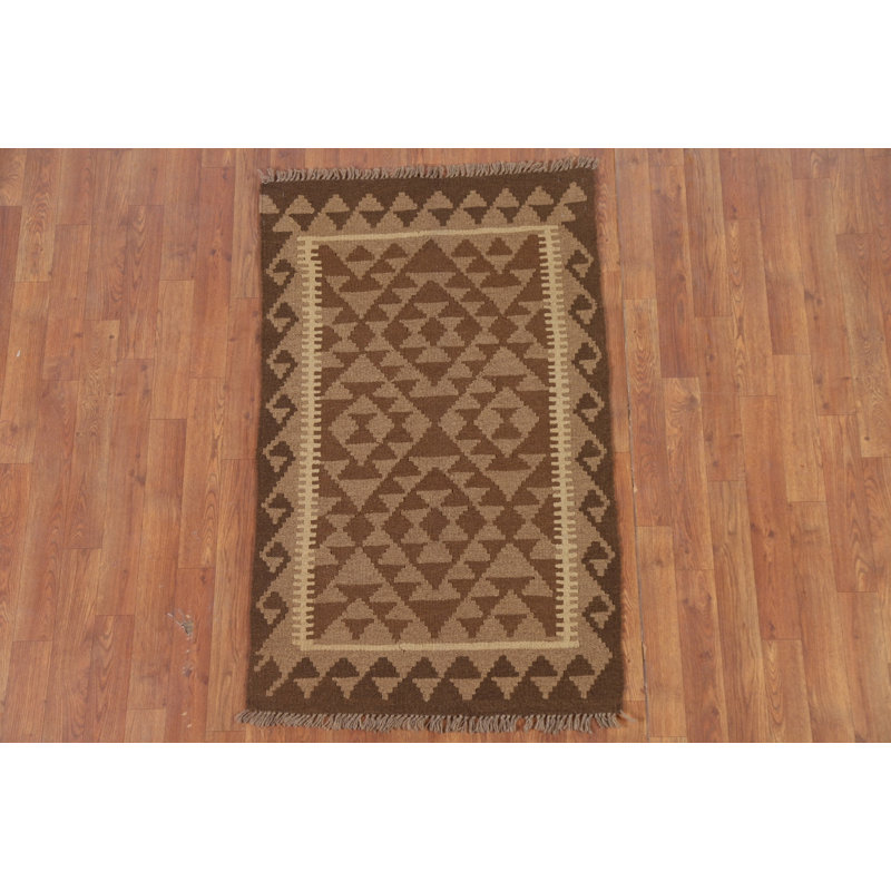 Geometric Kilim Reversible Wool Rug 3x4