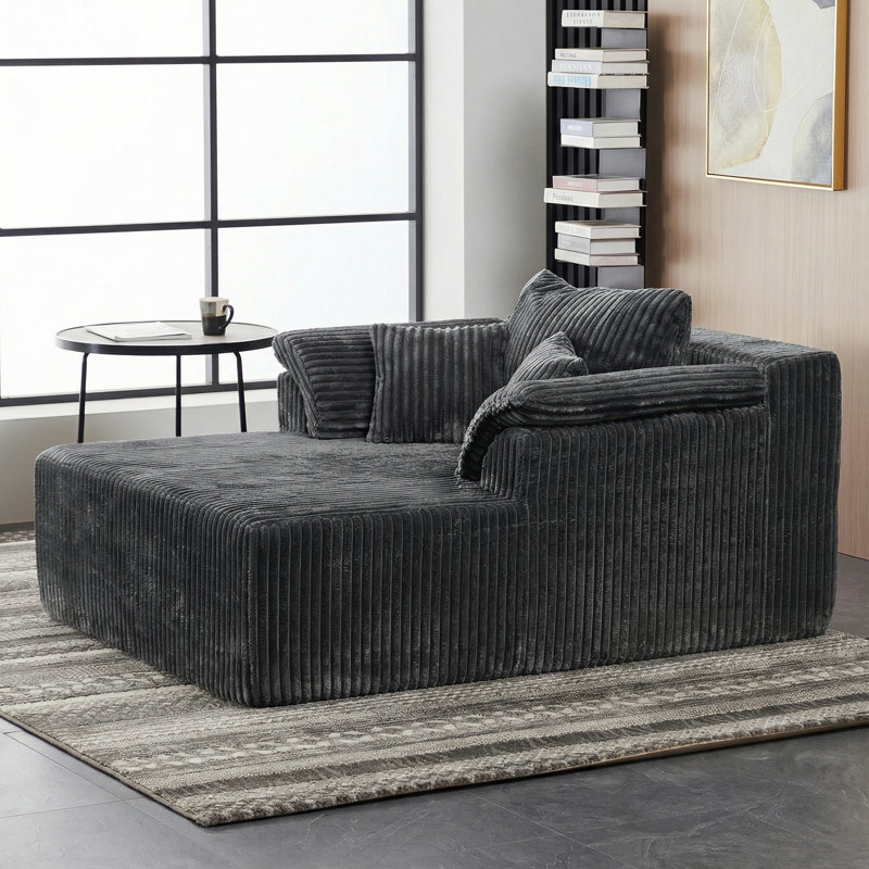 Chaise longue, canapé-lit rembourré en velours côtelé surdimensionné pour un siège profond et confortable, idéal pour les salons et les coins de lecture, aucun assemblage requis
