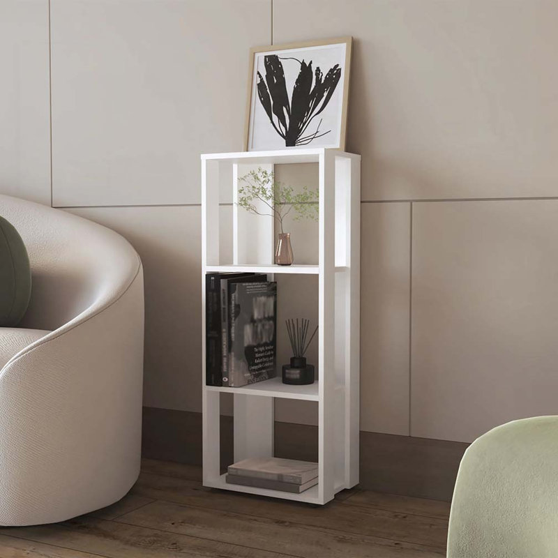 Bibliothèque en mélamine avec rangement ouvert, Blanc