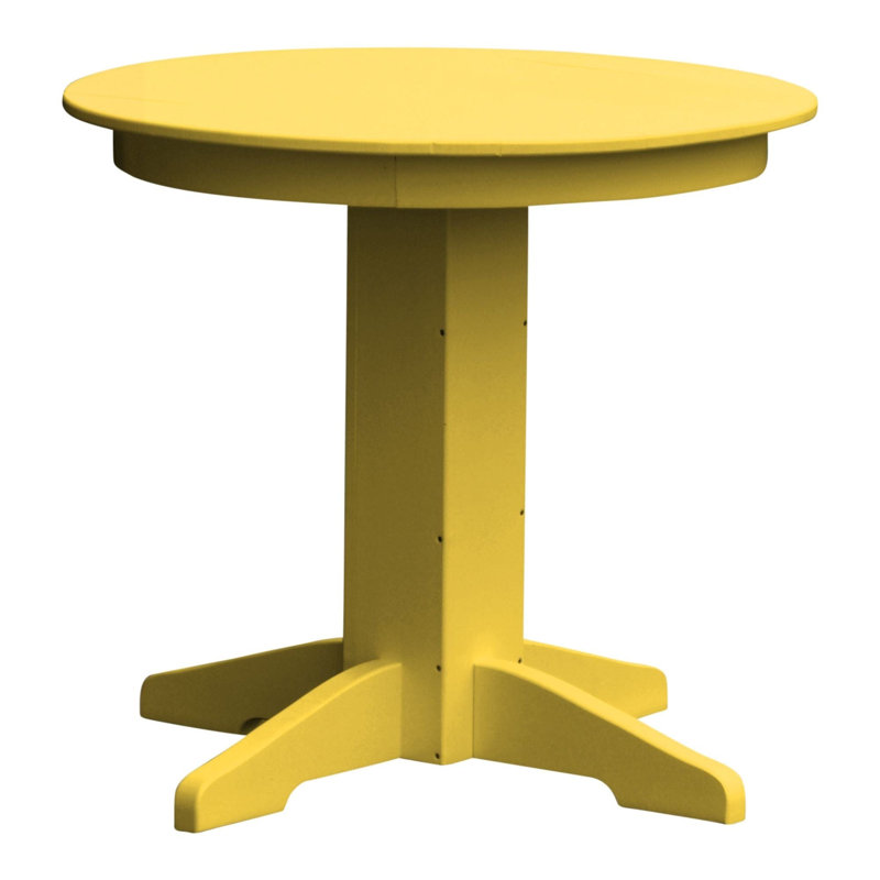  Table de salle à manger Poly Composite, 33 po, jaune citron, 33, Jaune citron
