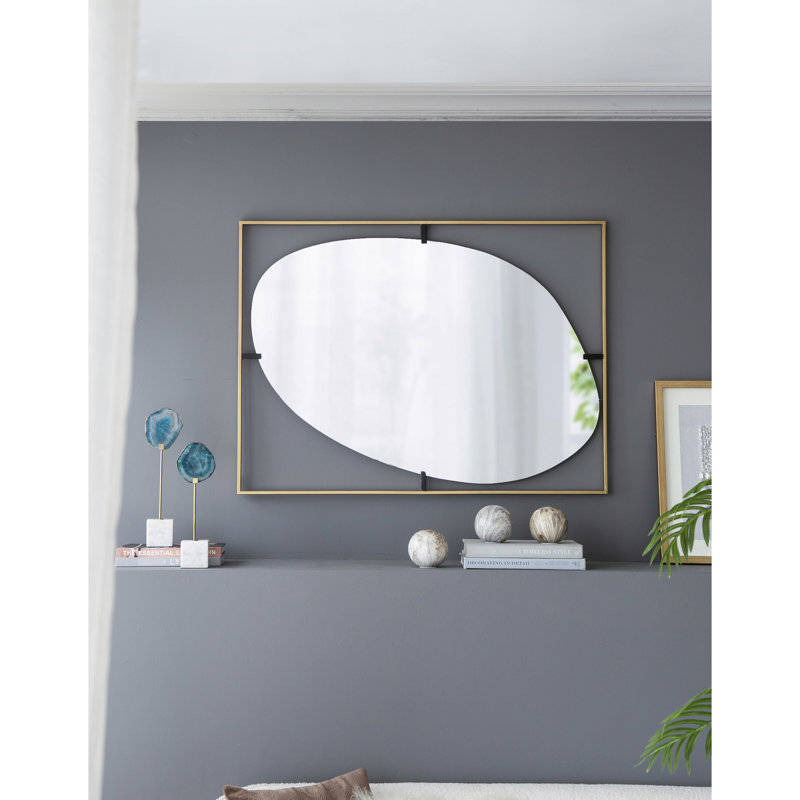Miroir coquelicot 30x1x40 "en métal doré