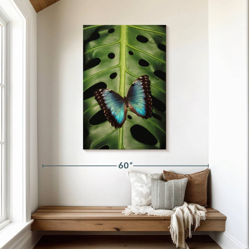 Brampt Butterfly On Monstera, 45" H x 30" W