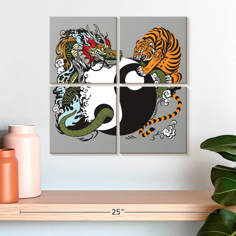 Dragon et tigre Yin Yang, H 18 po x l 18 po
