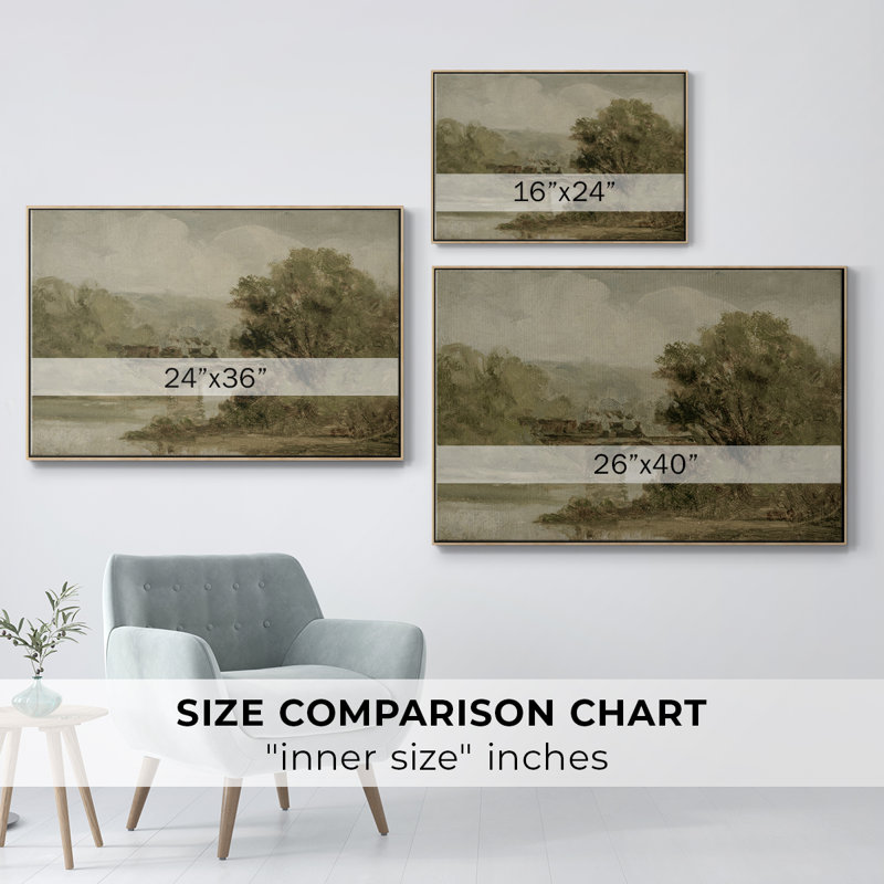 Paysage rétro - DCCCII, H 27 po x l 41 po x P 2 po, Toile naturelle avec cadre flottant
